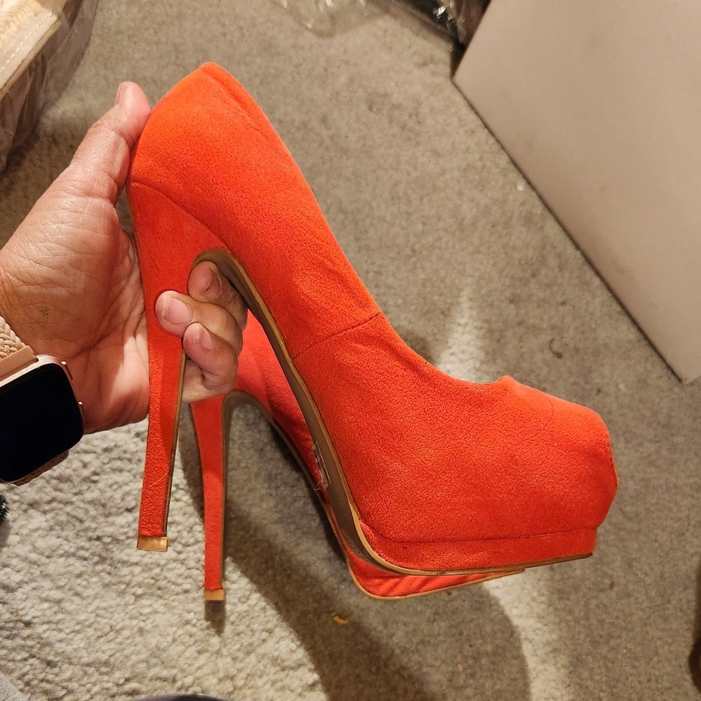 Vibrant Orange Platform Heels